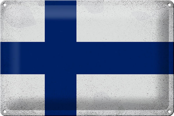 Blechschild Flagge Finnland 30x20cm Flag of Finland Vintage