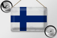Blechschild Flagge Finnland 30x20cm Flag of Finland Vintage