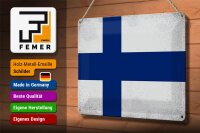 Blechschild Flagge Finnland 30x20cm Flag of Finland Vintage