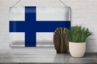 Blechschild Flagge Finnland 30x20cm Flag of Finland Vintage