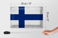 Blechschild Flagge Finnland 30x20cm Flag of Finland Vintage