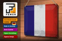 Blechschild Flagge Frankreich 30x20cm Flag France Vintage