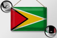 Blechschild Flagge Guyana 30x20cm Flag of Guyana Vintage