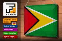Blechschild Flagge Guyana 30x20cm Flag of Guyana Vintage