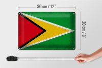 Blechschild Flagge Guyana 30x20cm Flag of Guyana Vintage