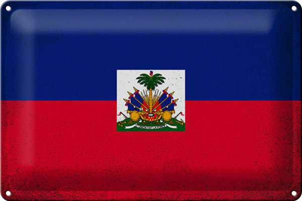 Blechschild Flagge Haiti 30x20cm Flag of Haiti Vintage