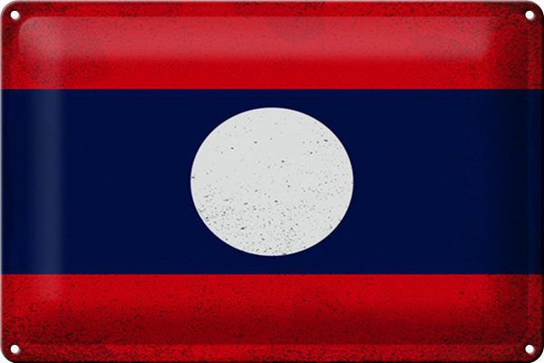 Blechschild Flagge Laos 30x20cm Flag of Laos Vintage