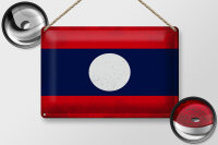 Blechschild Flagge Laos 30x20cm Flag of Laos Vintage