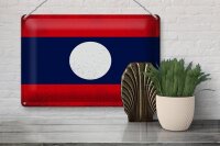 Blechschild Flagge Laos 30x20cm Flag of Laos Vintage