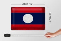 Blechschild Flagge Laos 30x20cm Flag of Laos Vintage