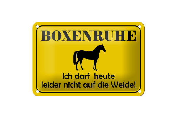 Blechschild Hinweis 18x12cm Boxenruhe nicht auf die Weide Pferd