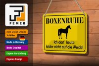 Blechschild Hinweis 18x12cm Boxenruhe nicht auf die Weide Pferd