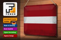 Blechschild Flagge Lettland 30x20cm Flag of Latvia Vintage