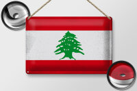 Blechschild Flagge Libanon 30x20cm Flag of Lebanon Vintage
