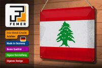 Blechschild Flagge Libanon 30x20cm Flag of Lebanon Vintage