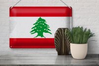 Blechschild Flagge Libanon 30x20cm Flag of Lebanon Vintage