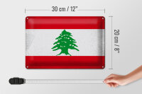 Blechschild Flagge Libanon 30x20cm Flag of Lebanon Vintage