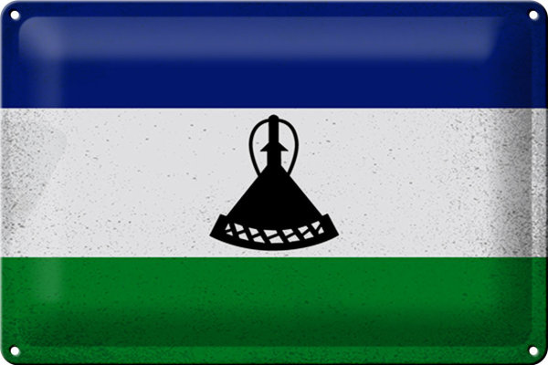 Blechschild Flagge Lesotho 30x20cm Flag of Lesotho Vintage
