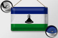 Blechschild Flagge Lesotho 30x20cm Flag of Lesotho Vintage
