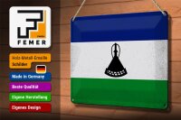 Blechschild Flagge Lesotho 30x20cm Flag of Lesotho Vintage