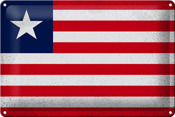 Blechschild Flagge Liberia 30x20cm Flag of Liberia Vintage
