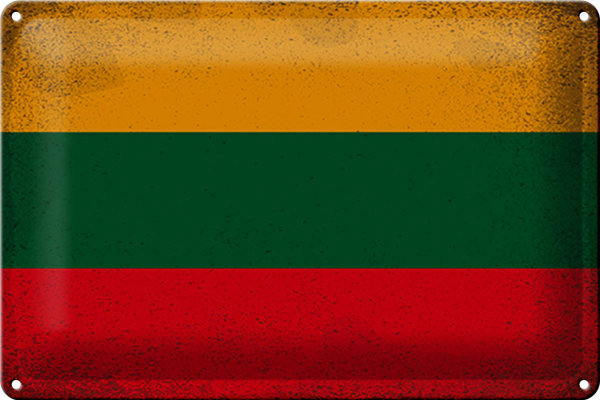 Blechschild Flagge Litauen 30x20cm Flag Lithuania Vintage