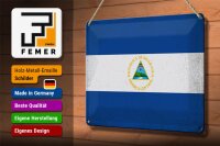 Blechschild Flagge Nicaragua 30x20cm Flag Nicaragua Vintage