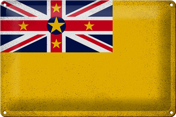 Blechschild Flagge Niue 30x20cm Flag of Niue Vintage