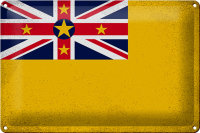 Blechschild Flagge Niue 30x20cm Flag of Niue Vintage