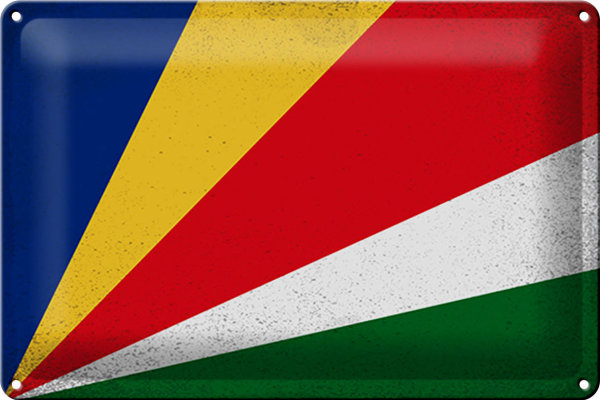 Blechschild Flagge Seychellen 30x20cm Seychelles Vintage