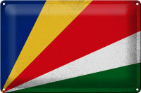 Blechschild Flagge Seychellen 30x20cm Seychelles Vintage