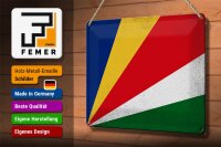 Blechschild Flagge Seychellen 30x20cm Seychelles Vintage