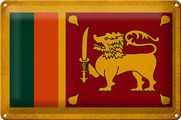 Blechschild Flagge Sri Lanka 30x20cm Flag Sri Lanka Vintage