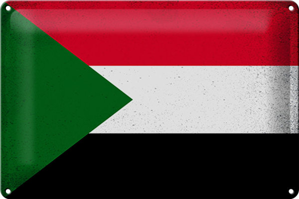 Blechschild Flagge Sudan 30x20cm Flag of Sudan Vintage