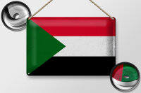 Blechschild Flagge Sudan 30x20cm Flag of Sudan Vintage