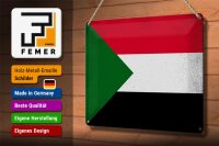 Blechschild Flagge Sudan 30x20cm Flag of Sudan Vintage