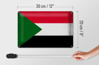 Blechschild Flagge Sudan 30x20cm Flag of Sudan Vintage
