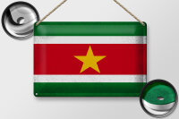 Blechschild Flagge Suriname 30x20cm Flag Suriname Vintage
