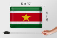 Blechschild Flagge Suriname 30x20cm Flag Suriname Vintage