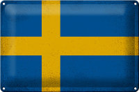 Blechschild Flagge Schweden 30x20cm Flag of Sweden Vintage