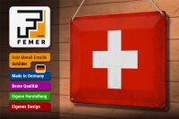 Blechschild Flagge Schweiz 30x20cm Flag Switzerland Vintage