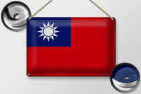 Blechschild Flagge China 30x20cm Flag of Taiwan Vintage