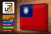 Blechschild Flagge China 30x20cm Flag of Taiwan Vintage