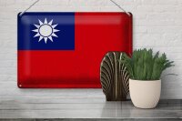 Blechschild Flagge China 30x20cm Flag of Taiwan Vintage