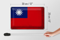 Blechschild Flagge China 30x20cm Flag of Taiwan Vintage