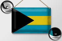 Blechschild Flagge Bahama 30x20cm Flag of Bahamas Vintage