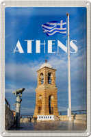 Blechschild Reise 20x30cm Athens Greece Flagge Akropolis