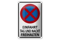 Blechschild Hinweis 12x18cm Einfahrt Tag und Nacht...