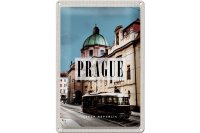 Blechschild Reise 20x30cm Prague Prag Straßenbahn...