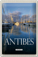 Blechschild Reise 20x30cm Antibes France Yachthafen Meer